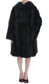 DOLCE & GABBANA DOLCE & GABBANA BLACK GOAT FUR SHEARLING LONG JACKET WOMEN'S COAT