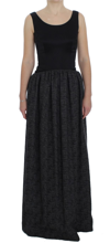 Dolce & Gabbana Black Gray Sheath Gown Full Length Dress In Black