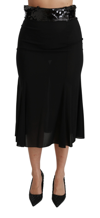 Dolce & Gabbana Black High Waist Mermaid Midi Silk Skirt In Black