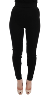 DOLCE & GABBANA DOLCE & GABBANA BLACK HIGH WAIST STRETCH WOMEN'S TIGHTS