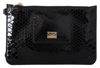 Dolce & Gabbana Black Leather Coin Purse Wristlet Mirror Agnese Wallet In Black
