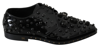 Dolce & Gabbana Black Leather Crystals Dress Broque Shoes In Black