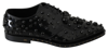 Dolce & Gabbana Black Leather Crystals Dress Broque Shoes In Black