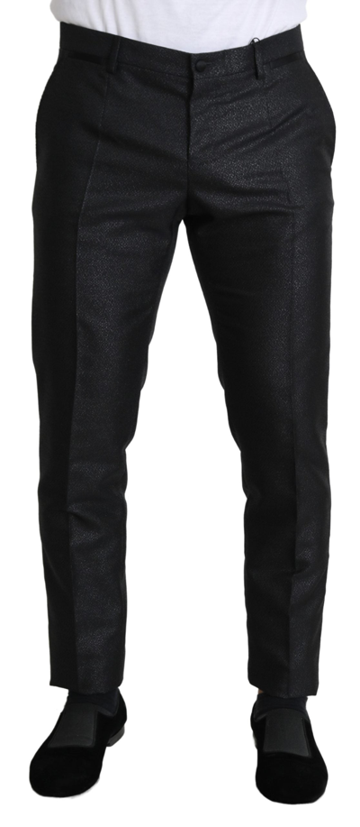 DOLCE & GABBANA DOLCE & GABBANA ELEGANT METALLIC BLACK DRESS MEN'S PANTS