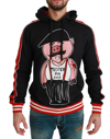 DOLCE & GABBANA DOLCE & GABBANA BLACK PIG OF THE YEAR HOODED MEN'S SWEATER