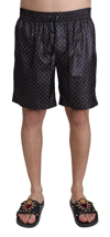 Dolce & Gabbana Black Polka Dot Print Beachwear Swimwear In Black