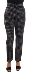 Dolce & Gabbana Black Polka Dot Sicily Crystal Pants In Black/white
