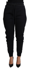 DOLCE & GABBANA DOLCE & GABBANA ELEGANT BLACK JOGGER TROUSERS WITH ICONIC WOMEN'S LOGO