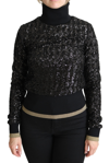 Dolce & Gabbana Black Sequined Knitted Turtle Neck Sweater In Black