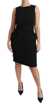 Dolce & Gabbana Black Floral Sheath Stretch Formal Dress In Black