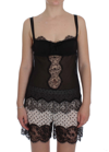 DOLCE & GABBANA DOLCE & GABBANA BLACK SILK FLORAL LACE LINGERIE WOMEN'S TOP