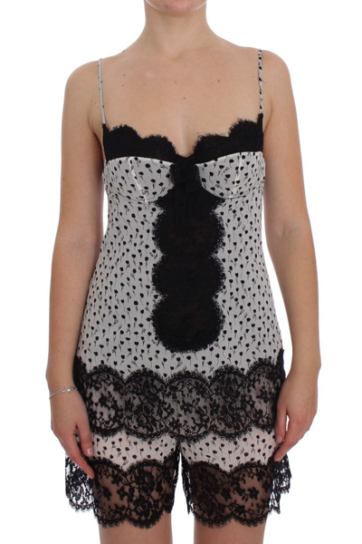 DOLCE & GABBANA DOLCE & GABBANA BLACK SILK LACE BABYDOLL LINGERIE WOMEN'S TOP