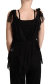 DOLCE & GABBANA DOLCE & GABBANA BLACK SILK LACE TRIM CAMISOLE TANK WOMEN'S TOP