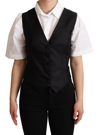 DOLCE & GABBANA DOLCE & GABBANA BLACK SILK SLEEVELESS WAISTCOAT WOMEN'S VEST