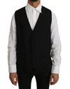 DOLCE & GABBANA DOLCE & GABBANA ELEGANT BLACK FORMAL WOOL BLEND MEN'S VEST