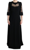 Dolce & Gabbana Black Ricamo Wool Stretch Maxi Dress In Black