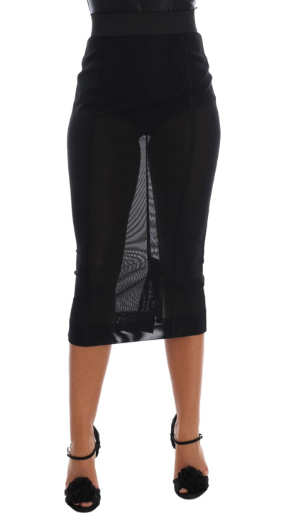 Dolce & Gabbana Black Stretch Straight Pencil Skirt