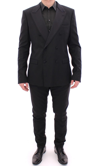 DOLCE & GABBANA DOLCE & GABBANA BLACK STRIPED DOUBLE BREASTED SLIM FIT MEN'S SUIT