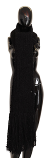 Dolce & Gabbana Black Virgin Wool Knitted Wrap Shawl Scarf In Black