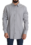 Dolce & Gabbana Black White Checkered Gold Dress Cotton Shirt In Black