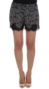 DOLCE & GABBANA DOLCE & GABBANA BLACK WHITE FLORAL LACE SILK SLEEPWEAR WOMEN'S SHORTS