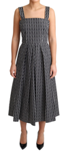 Dolce & Gabbana Black White Pattern Cotton A-line Dress In Black