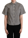 Dolce & Gabbana Black White Zigzag Collar Cotton Top Shirt In Black