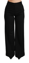 Dolce & Gabbana Black Wide Leg Flared Trouser Cashmere Pants In Black