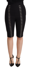Dolce & Gabbana Black Wool Stretch Slim Fit High Waist Shorts In Black