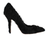 DOLCE & GABBANA DOLCE & GABBANA BLACK XIANGAO LAMB FUR LEATHER WOMEN'S PUMPS