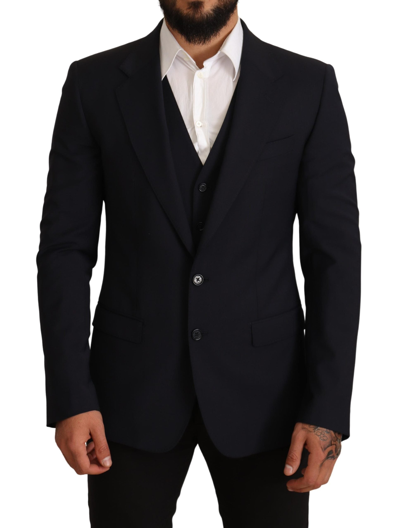 Dolce & Gabbana Elegant Wool Blend Martini Men's Suit In Blue