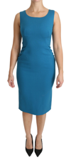 DOLCE & GABBANA DOLCE & GABBANA BLUE BODYCON SHEATH KNEE LENGTH WOOL WOMEN'S DRESS