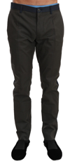 Dolce & Gabbana Elegant Slim Fit Striped Casual Pants In Gray