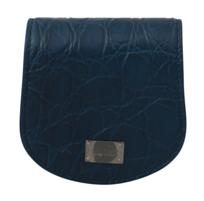 Dolce & Gabbana Sleek Blue Caimano Condom Case Men's Wallet