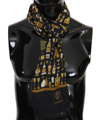 DOLCE & GABBANA DOLCE & GABBANA BLUE MODAL CASHMERE COCKTAIL PRINT MENS MEN'S SCARF