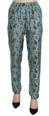 DOLCE & GABBANA DOLCE & GABBANA BLUE MUSICAL INSTRUMENTS PRINT TAPERED WOMEN'S PANTS