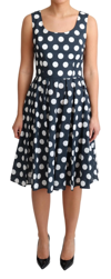 DOLCE & GABBANA DOLCE & GABBANA BLUE POLKA DOTTED COTTON A-LINE WOMEN'S DRESS