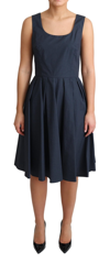 Dolce & Gabbana Blue Polka Dotted Cotton A-line Dress In Blue