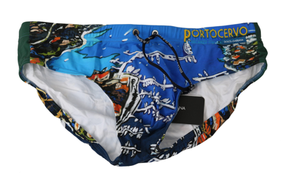 Dolce & Gabbana Blue Portocervo Beachwear Briefs Nylon Swimwear