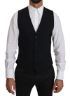 Dolce & Gabbana Blue Waistcoat Formal Stretch Wool Vest In Blue