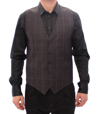 DOLCE & GABBANA DOLCE & GABBANA BROWN CHECK WOOL SINGLE BREASTED MEN'S VEST