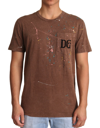 DOLCE & GABBANA DOLCE & GABBANA BROWN COTTON PAINT CREWNECK MEN'S T-SHIRT