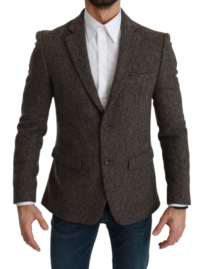 Dolce & Gabbana Brown Jacket Formal Coat Wool Blazer