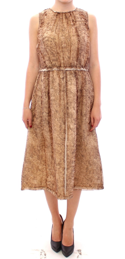 Dolce & Gabbana Brown Sleeveless Silk Dress