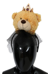 DOLCE & GABBANA DOLCE & GABBANA BROWN TEDDY BEAR GOLD CRYSTAL WOMEN'S DIADEM