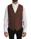 DOLCE & GABBANA DOLCE & GABBANA BROWN WOOL SILK WAISTCOAT MEN'S VEST