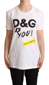 Dolce & Gabbana Cotton White D&g Is You Print Top Women's T-shirt In White