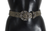 Dolce & Gabbana Multicolor Wide Crystal Buckle Sequined Belt In Gray
