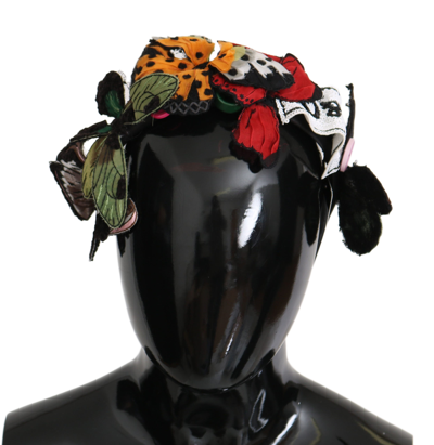 Dolce & Gabbana Floral Butterfly Sequin Diadem Tiara Headband In Multicolor