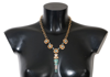 Dolce & Gabbana Gold Brass Handpainted Crystal Floral Necklace In Gold